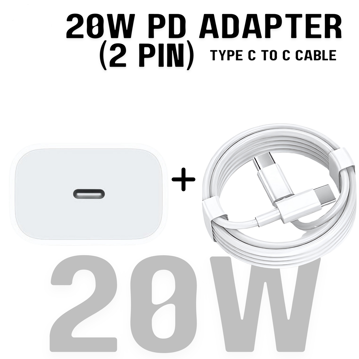 Apple 20W 2-Pin USB-C Power Adapter with Type-C Cable – 100% Original | Vibelinkss Pakistan