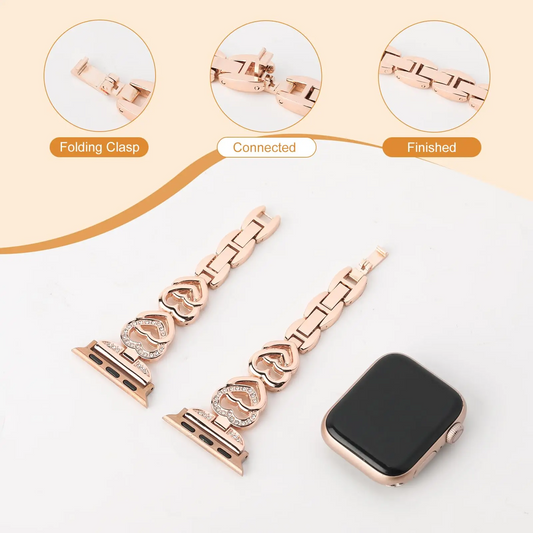 Diamond Heart Strap for Apple Watch (All Sizes) | Vibelinkss Pakistan